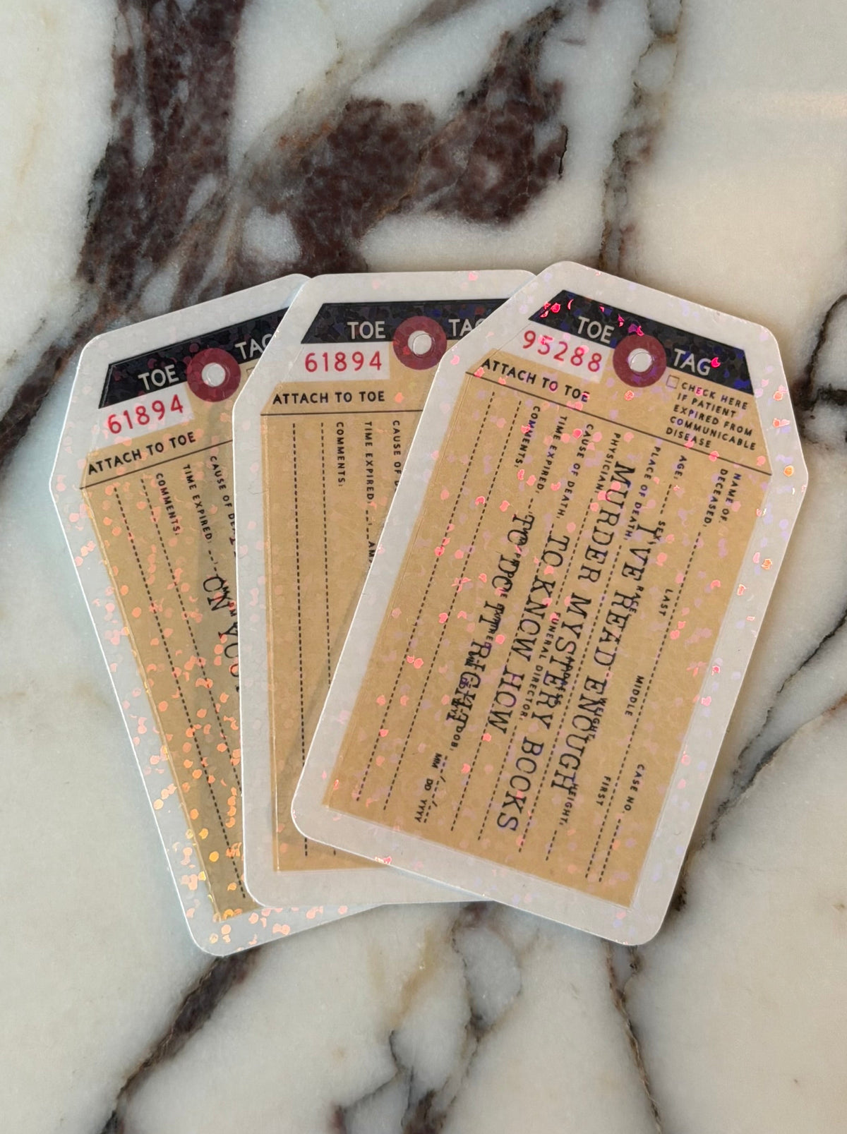 Toe Tag Stickers Set