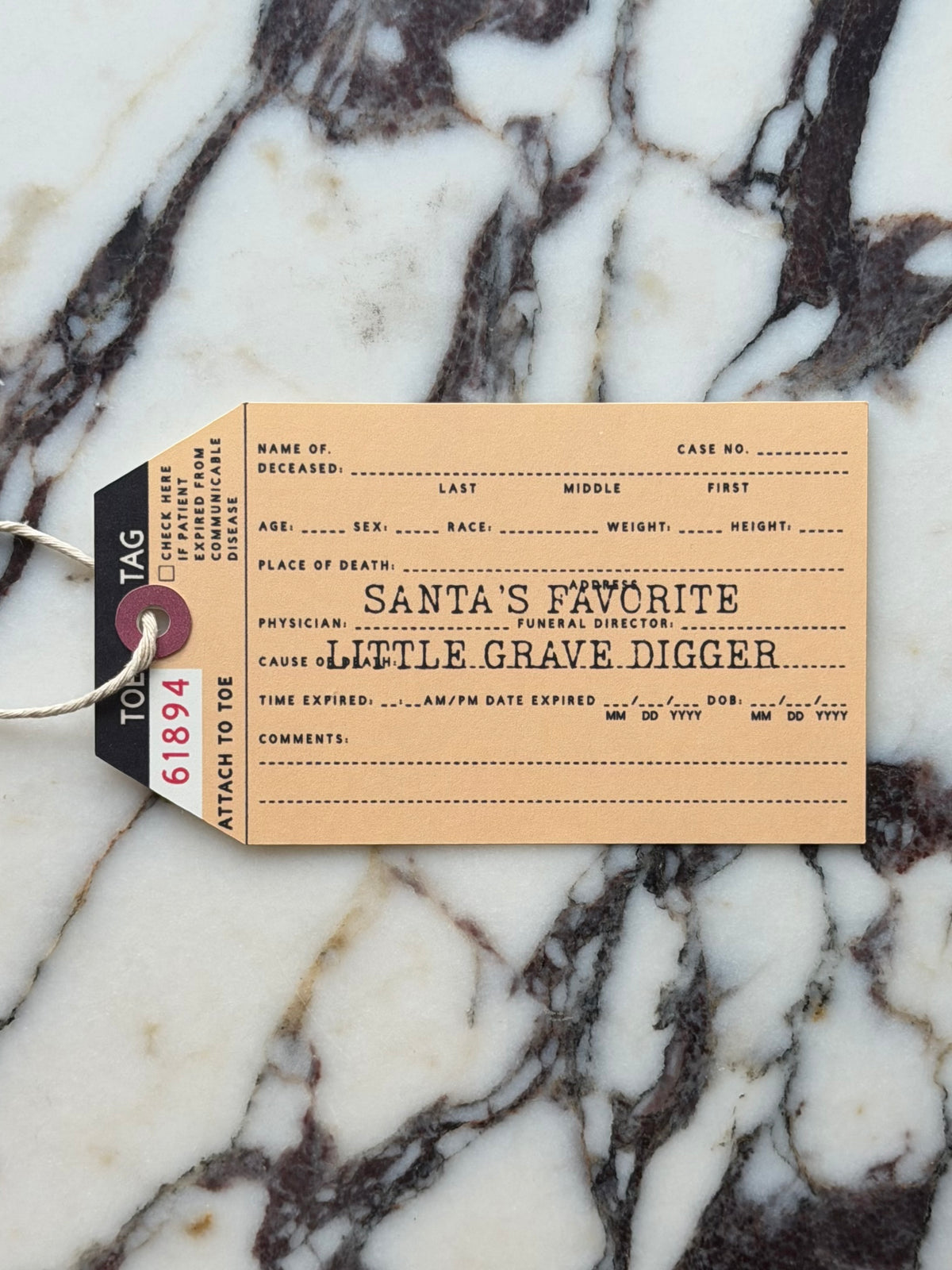 Toe Tag Ornaments